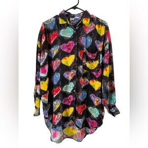 Vintage heart long sleeve button down shirt